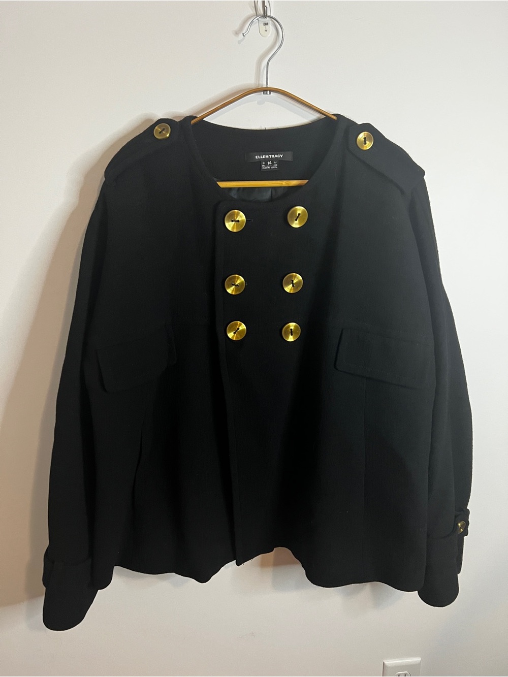 Ellen Tracy Light Jacket / Blazer Pea Coat Style Black 14